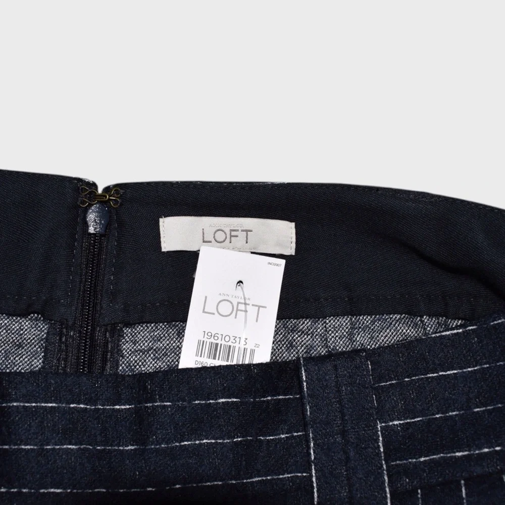 LOFT Navy Pinstripe A-Line Skirt‎